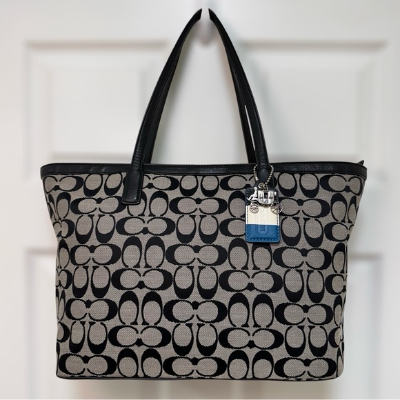 Coach Handbags - Coach Legacy Weekend Large Zip Top Tote in Black and Grey Signature Canvas NWOT